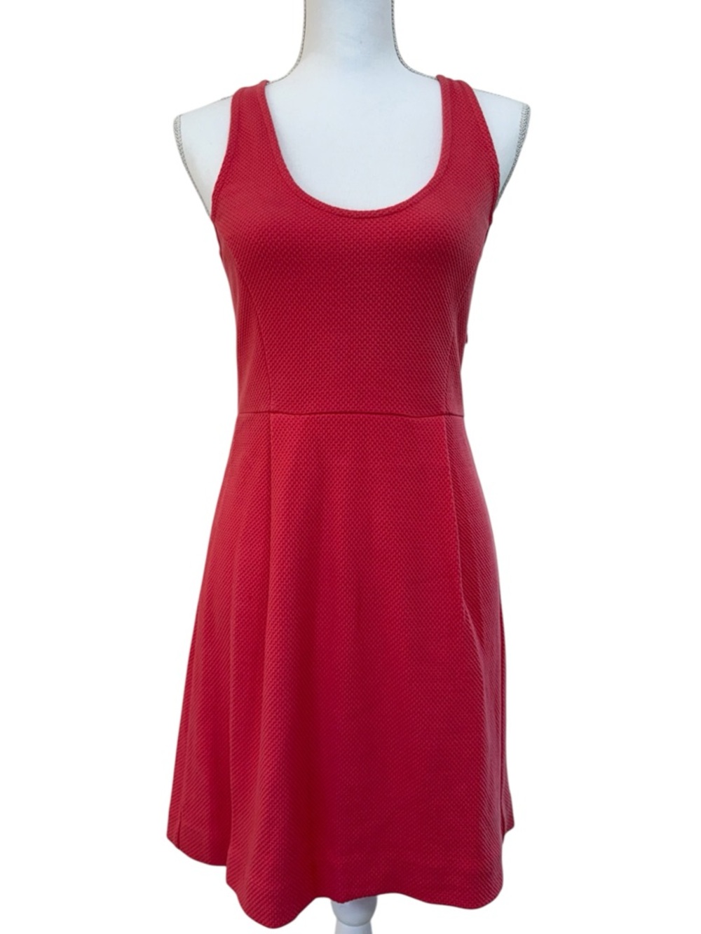 J. Crew Coral 100% Cotton Double Knit Racerback A line Dress Size 2